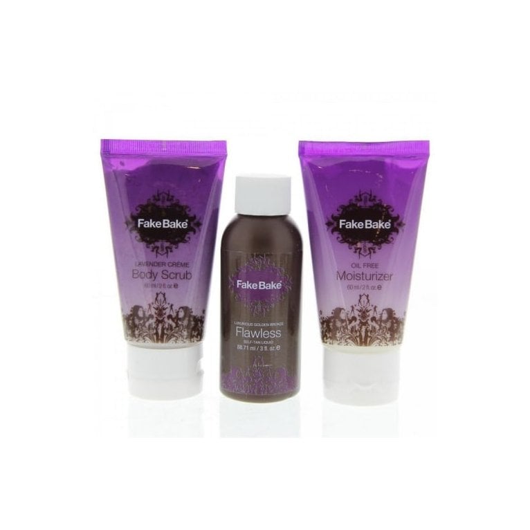 Fake Bake  Flawless Tanning 3 piece set - Flawless 3 oz, Lavender Scrub 2 oz and Oil Free Moisturizer 2 oz