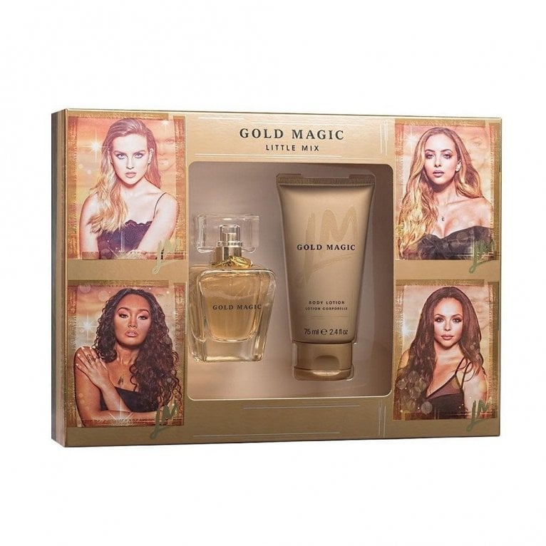 Little Mix Littlemix  Gold Magic - Gift Set With 50ml Eau De Parfum Spray and 75ml Body Lotion, Signed by