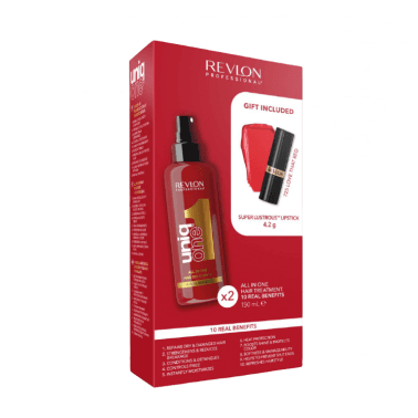 Revlon Uniq One Gift Set - 2 X All In One Treatment 150ml & Lipstick 725 Love That Red